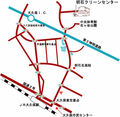 明石クリーンセンターへの案内図