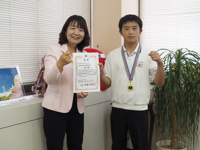 7月3日　橘甲輝さん(ボクシング)表敬訪問